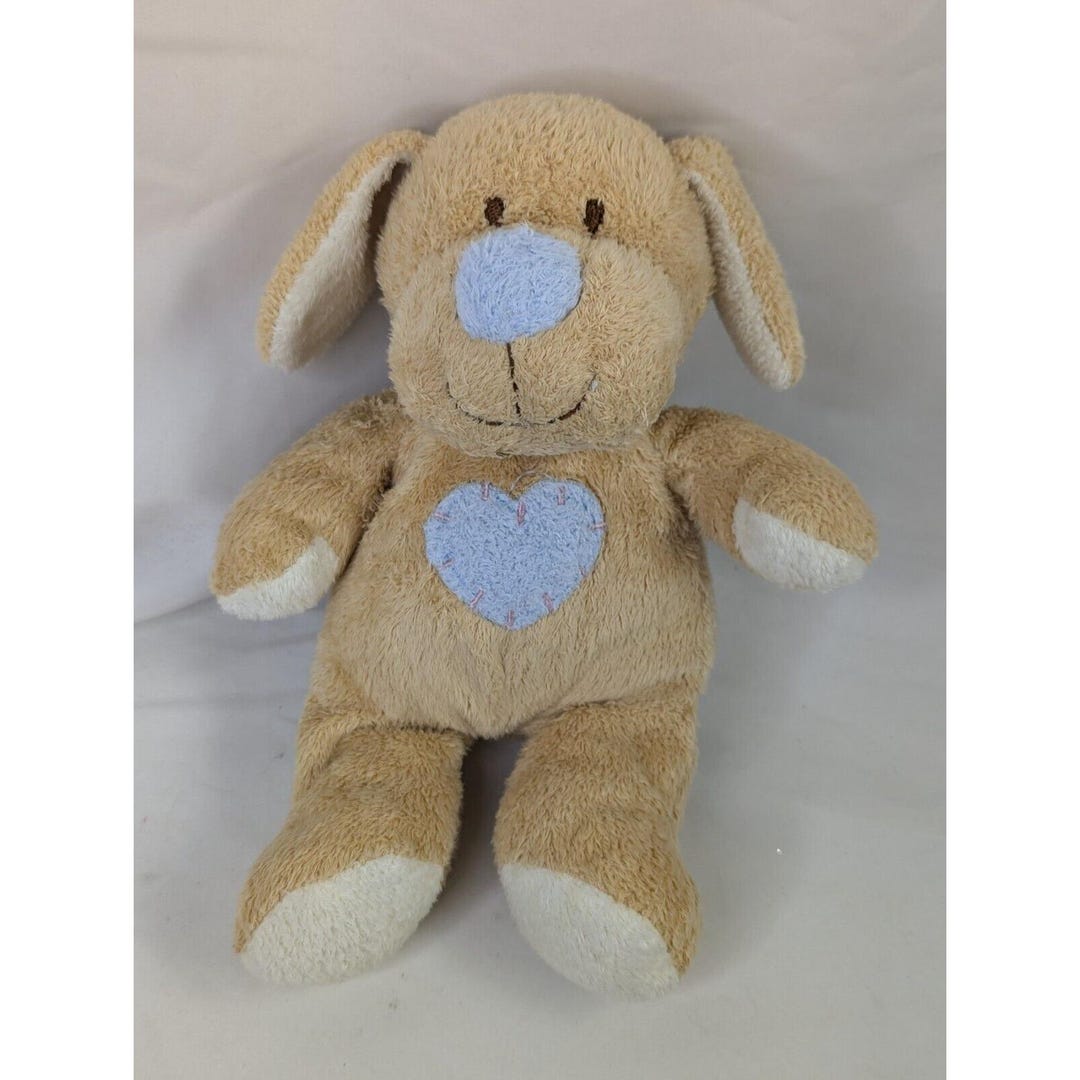 Baby Ty Huggypup Puppy Dog Plush Tan Blue Heart Rattle 2004 8 Inch ...