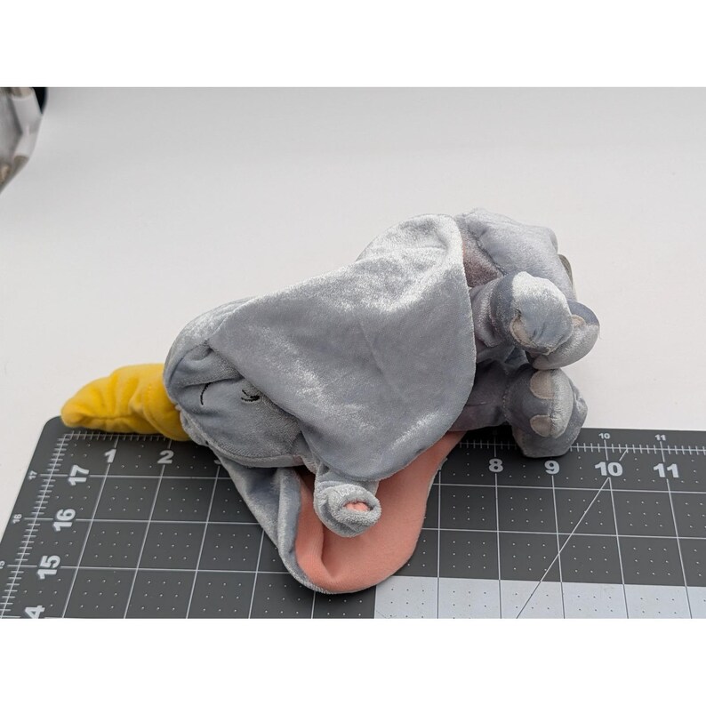 Fisher Price Dumbo Elephant Plush Gray 2001 Mattel Disney Yellow Hat 9 Inch image 7
