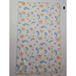 Stitch Home Baby Blanket Moons Stars Fleece Celestial White Blue Pink Yellow Bild 1