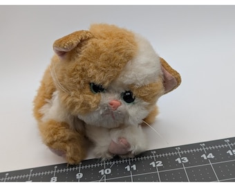 Tyco Kitty Kitty Kittens Plush Tan Purple Collar Purrs Stuffed Animal Toy