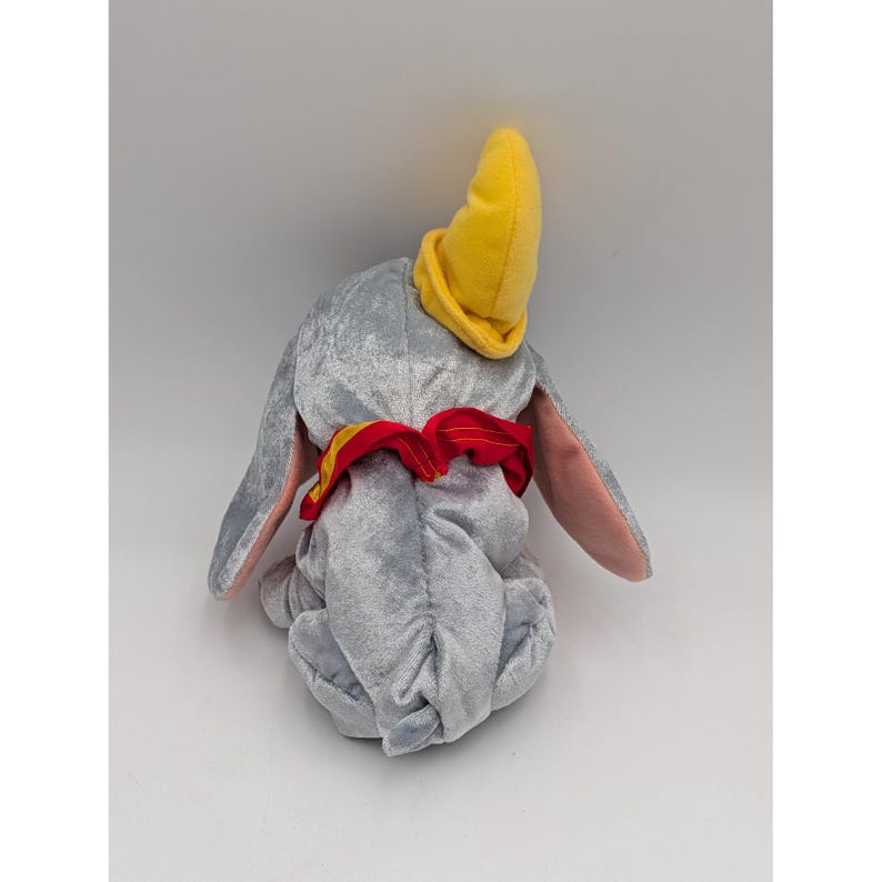 Fisher Price Dumbo Elephant Plush Gray 2001 Mattel Disney Yellow Hat 9 Inch image 5