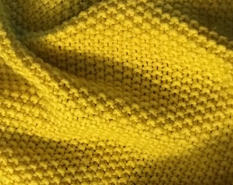 Seed Stitch Baby Blanket Pattern, Beginner Knit Simple Blanket for Baby Shower, Easy Knit Blanket for Baby