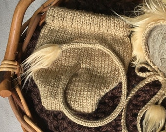 Cubrepañal de punto para recién nacido para disfraz de león; Cubrepañal de león con cola de león mechonada; Ropa de bebé tejida de animal para accesorios de fotomatón