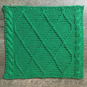Cable Knit Pattern Square, Dishcloth Pattern with Cables, Knitted Square Pattern for Patchwork Afghan, Knit Block for Sampler Blanket/Throw