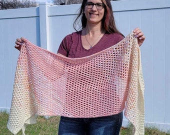 KNITTING PATTERN, First Blush Shawl, Knitted Shawl, Easy Lace Knitting Shawl Pattern, Parallelogram Shawl Pattern, Quadrilateral Shawl