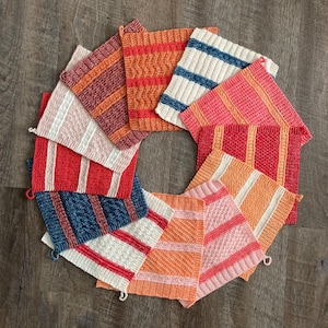 KNITTING PATTERNS, Alliteration Dishcloth Set, Set of 12 Knitted Dishcloth Patterns