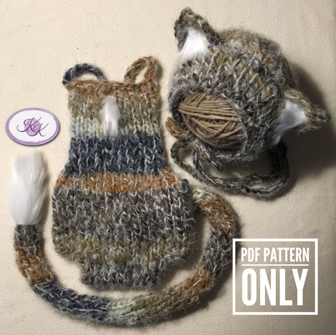Newborn Costume Knitting Pattern, Kitten Newborn, Cat Costume