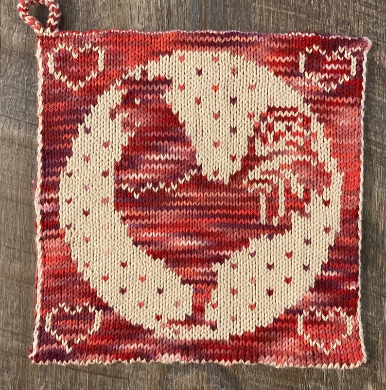 Knit Pot Holder Pattern Rooster Hot Pad Farmhouse Kitchen Etsy