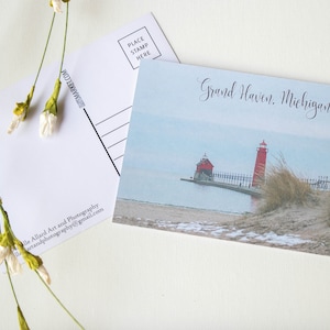 Cartão postal de 4" x 6" Grand Haven Lighthouse, Michigan