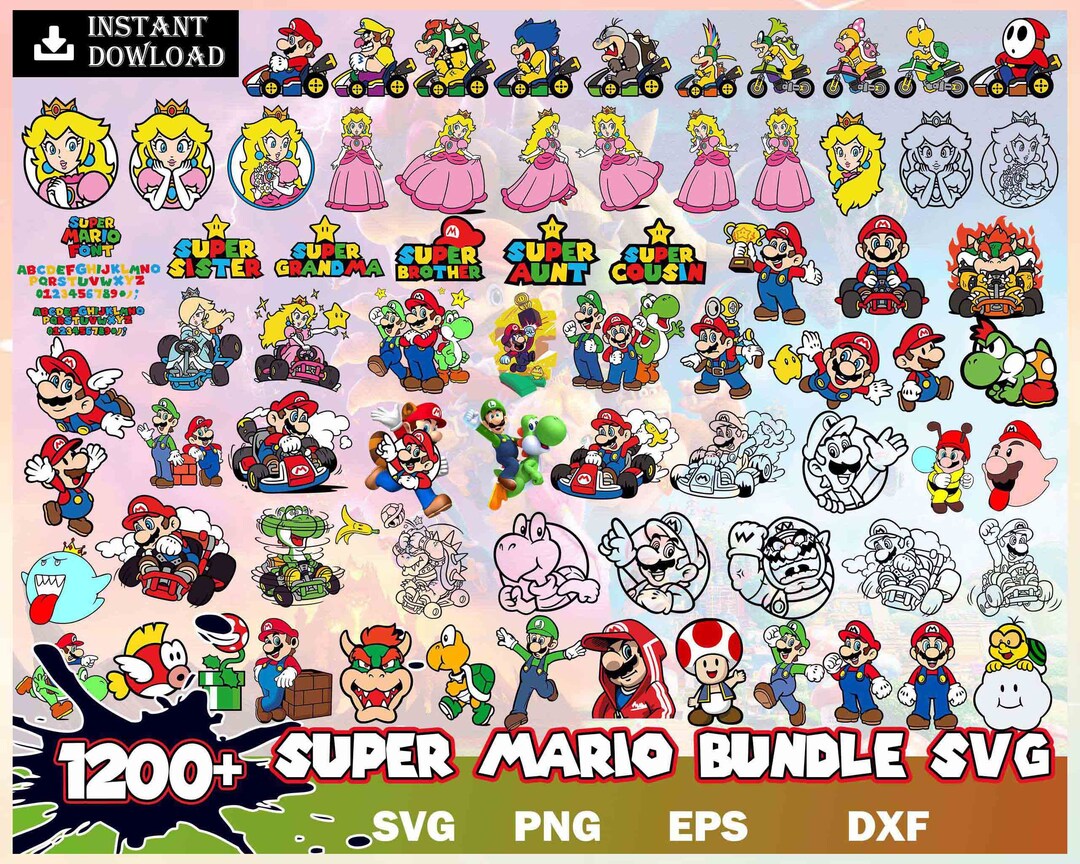 Super Mario SVG Bundle for Cricut and Sublimation, Mario Family Layered ...