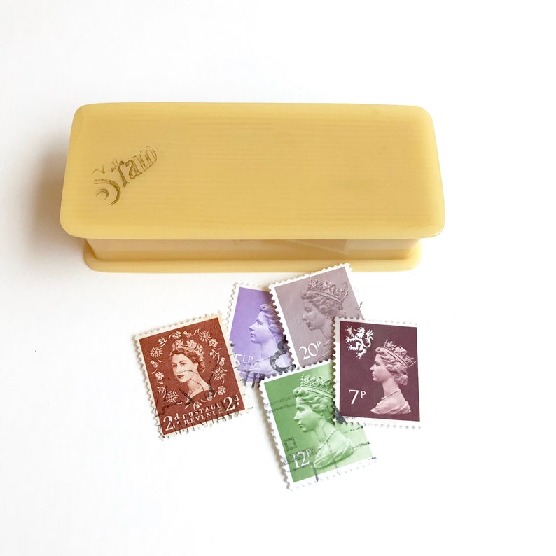 Vintage Postage Stamp Box // Stamp Storage // French Ivory Etsy