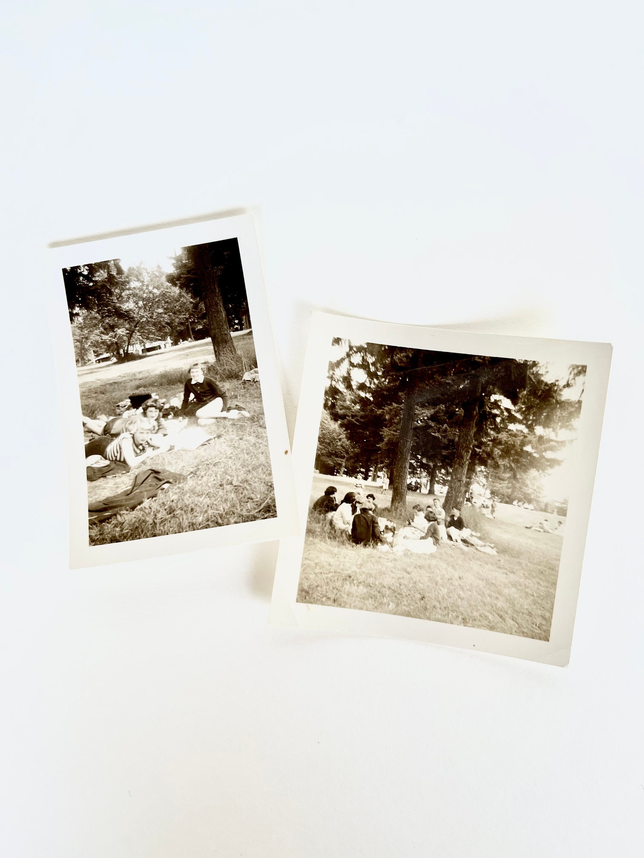 Picnic in the Park // 2 Black & White Photographs // Vintage Vancouver Canada 1950