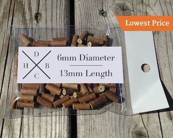 100 Loose Hazelwood Beads - Diameter 6mm X Length 13mm