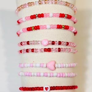 Valentine Bracelet| Heart Bracelet| Pink Bracelet| Valentine’s Day Bracelets| Red Heart| Valentine’s Gift| Personalized Bracelet| Galentine