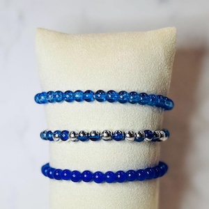 Blue Glass Bracelet| Democrat Bracelet| Blue Bracelet| Blue Dot Red State Bracelet| 10mm beads| 6 mm beads | Kamala Support Bracelet