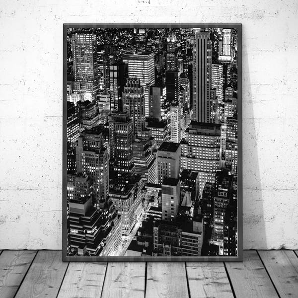 Impression de New York, art imprimable de la ville de New York, noir et blanc, art mural de New York, photographie de NYC, téléchargement numérique, affiche urbaine de New York