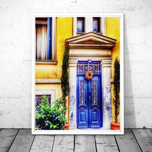 Blue Door Photography Print, Greece Wall Art, Mediterranean Decor (Digital Download)