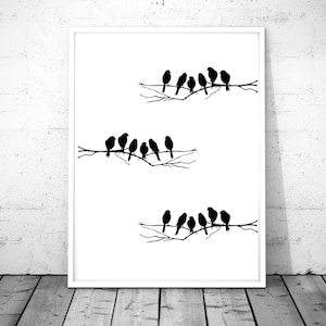 Bird Print, Bird Wall Art, Birds Printable Art, birds abstract, Bird Silhouettes, minimal wall art, Modern Wall Art, Nursery, Digital Print