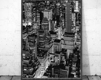 New York print, New York City printable art, Black and White, New York Wall Art, NYC photography, Digital Download, Urban New York Poster