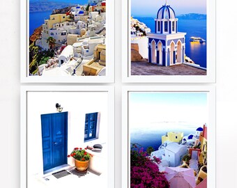 Santorini photography Santorini prints Santorini set of 4 prints Greece photography Greece Santorini poster Door photography Greek wall art