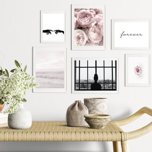 Pfingstrosen, rosa Rose Print, Forever Zitat Poster, Pink Set, Meereswellen Kunst, Hands love Print, Schlafzimmer, Wohnzimmer Dekor