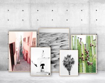 Set of 5 Prints, Canary Islands Wall Art, Tropical Wall Decor, Desert Cactus Poster, Dune Wall Decor, Digital Download,Spain Photography