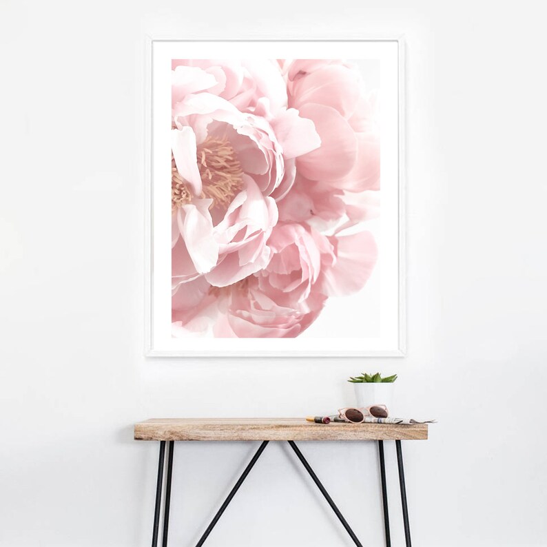 Peony Print Blush Pink Wall Art Flower Poster Pastel Decor Etsy