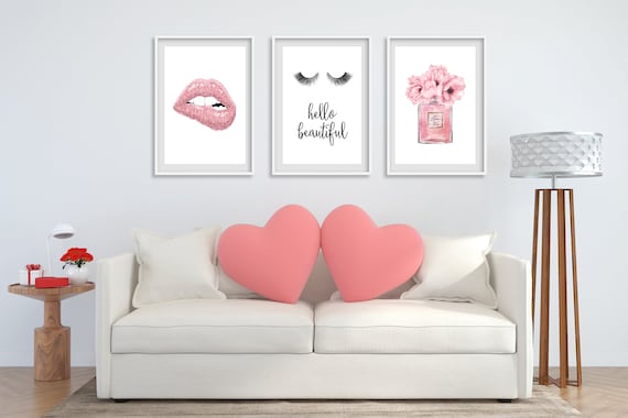 Love Paris Prints Pink Lips Poster Perfume Print Fashion -  UK