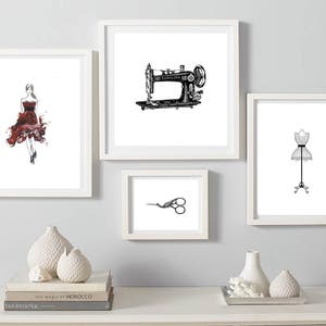 Vintage Fashion Prints, Nähzimmer Wall Art Set (Digitaler Download)