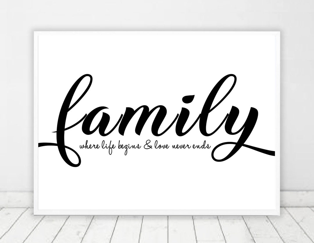 Family Definition Print, Family Where Life Begins and Love Never Ends