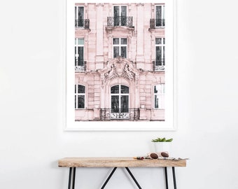 Paris Architecture Print, Pink Building Photography (Digital Download)