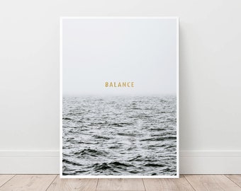 Sea Waves Ocean-print, poster goudbalans (digitale download)