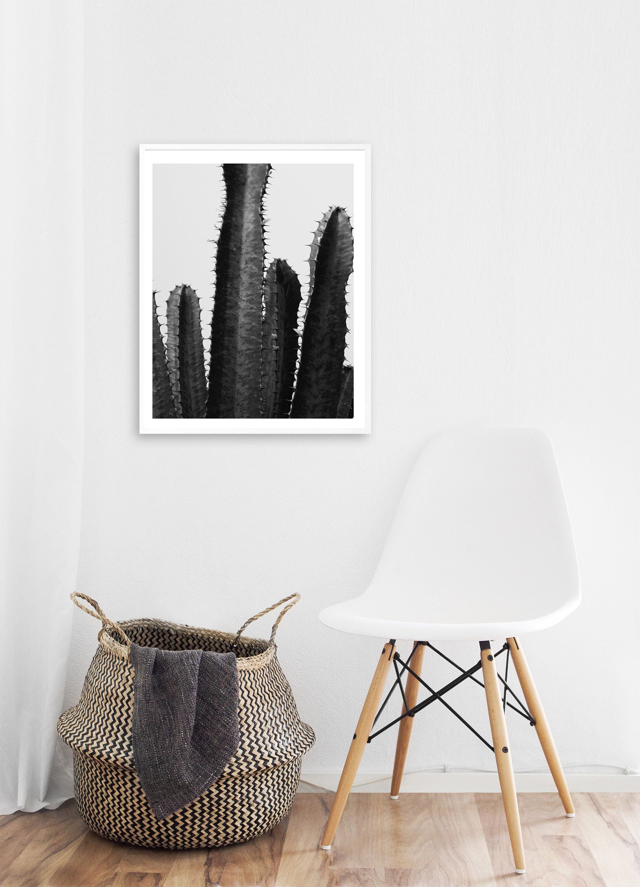 Cactus Print Printable Wall Art Black and White Home Decor | Etsy