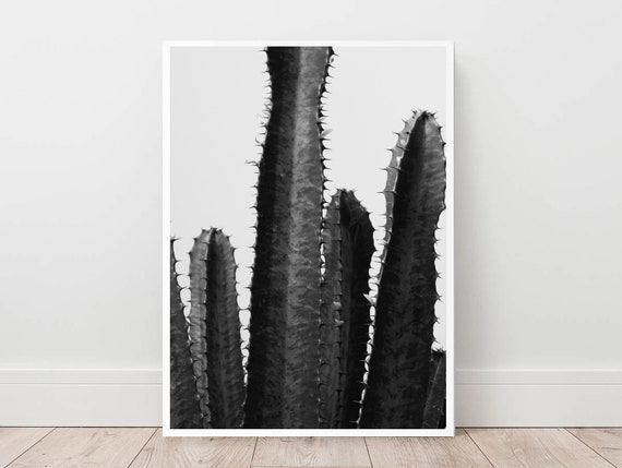 Cactus Print Printable Wall Art Black and White Home Decor | Etsy