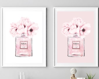 Perfume Print Peonies Wall Art Cest La Vie Poster Paris 