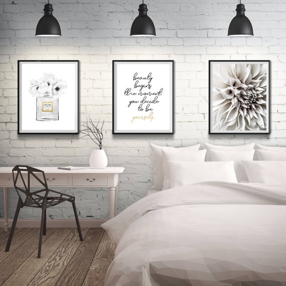 Buy Fashion Wall Art Chic and Glam Perfume Print Set of 3 Black