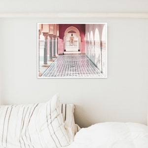 Door Print, gate Wall Art, Peachy Pink Art, Oriental Gate Poster, Architectural Art Print, Moroccan Style,Living room decor,digital Download image 3