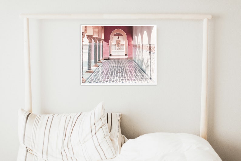 Door Print, gate Wall Art, Peachy Pink Art, Oriental Gate Poster, Architectural Art Print, Moroccan Style,Living room decor,digital Download image 3