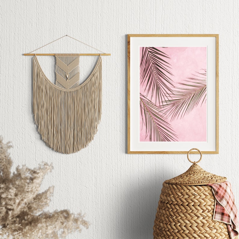 Poster Art Murial Feuilles De Palmier Rose - Impression Minimaliste Australie - Neuf