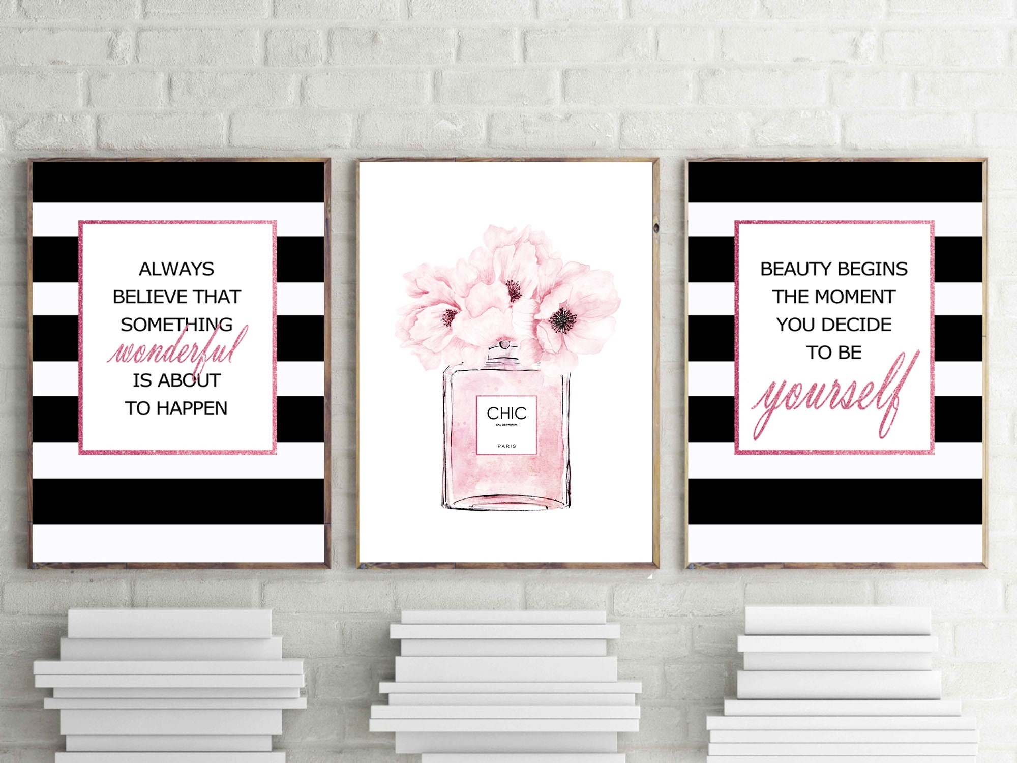 Stupell Home Décor Industries Pink Roses and Toiletries Fashion Glam  Bookstack, 24 x 30, Designed by Ros Ruseva 