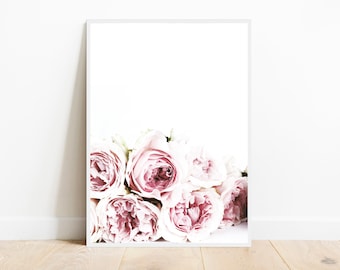 Pink Peonies Flower Print, Floral Wall Art (Digital Download)