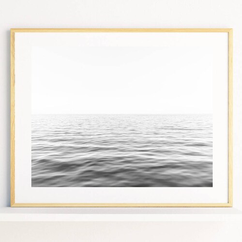 Sea Print Ocean Wall Art Black and White Calm Sea Etsy
