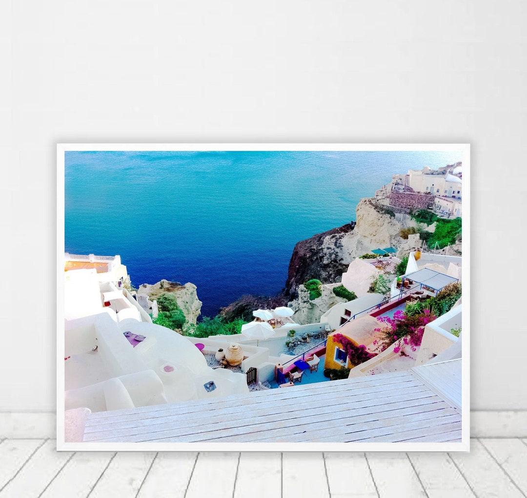 Santorini Print Greece Wall Art Ocean Photography Coastal - Etsy