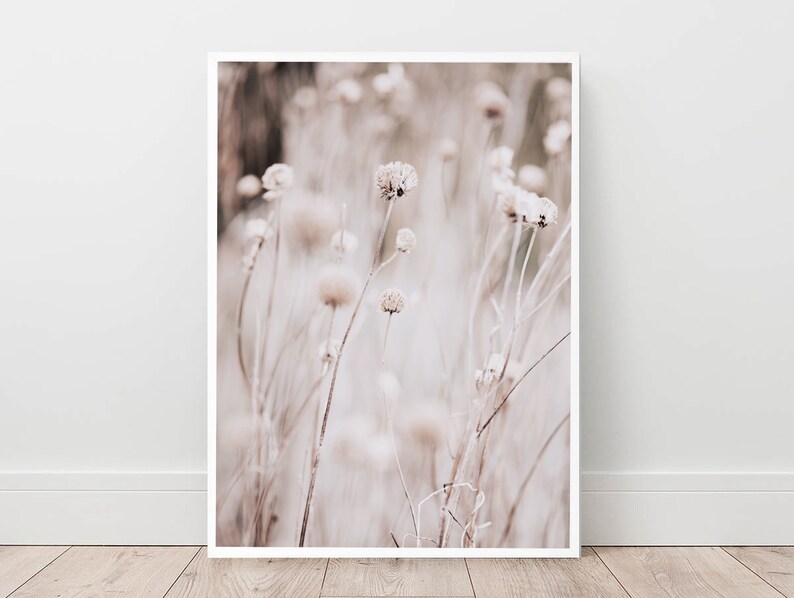 Cotton Grass Print, Blush Pink Beige Neutral Nordic Art (Digital Download) image 5