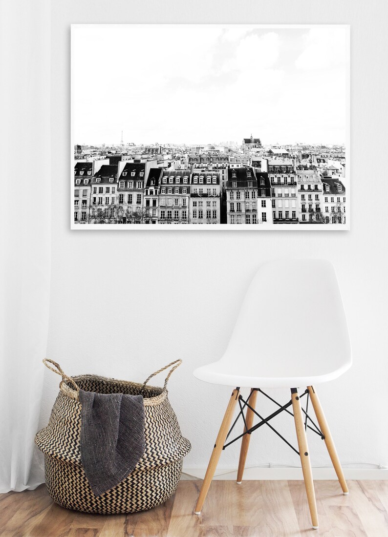 Paris Printable Art Black and White Print Paris Houses Wall - Etsy