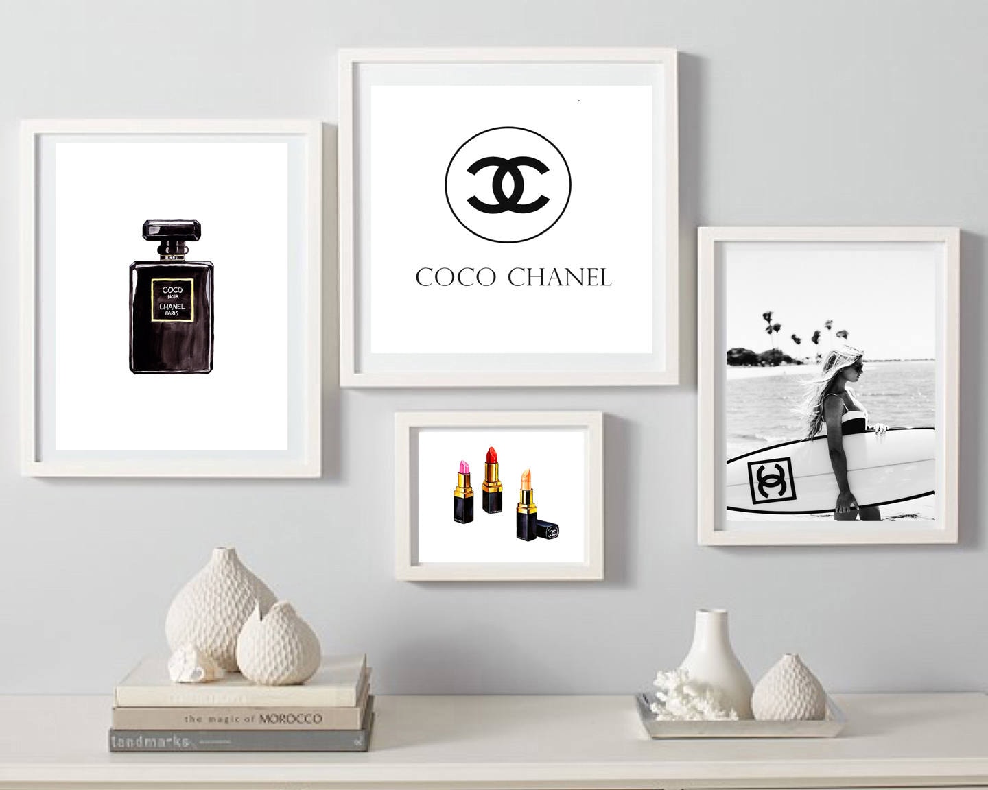 coco Chanel print fashion wall art set of 4 wall decor