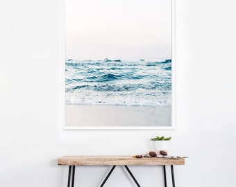 Ocean Waves Photography Print, Minimalist Beach Wall Art (Digital Download)