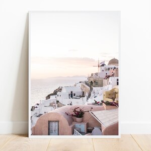 Santorini Sunset Print, Greece Coastal Photography, Oia Wall Art (Digital Download)