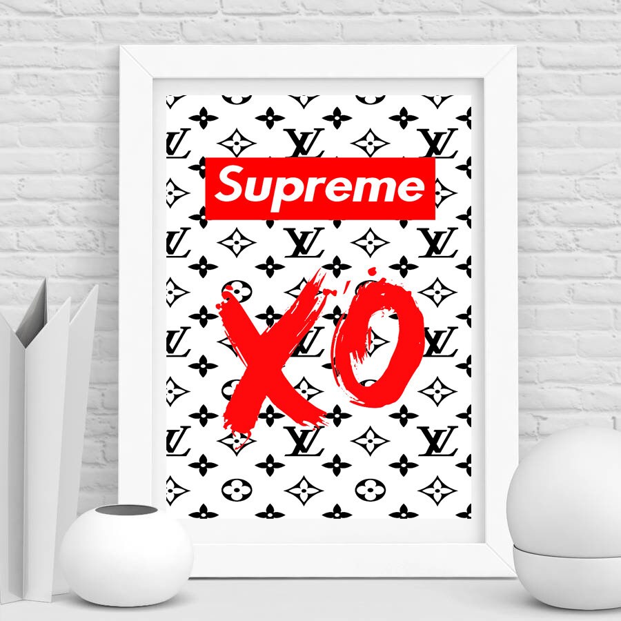 supreme logo print Louis Vuitton wall art fashion wall art | Etsy