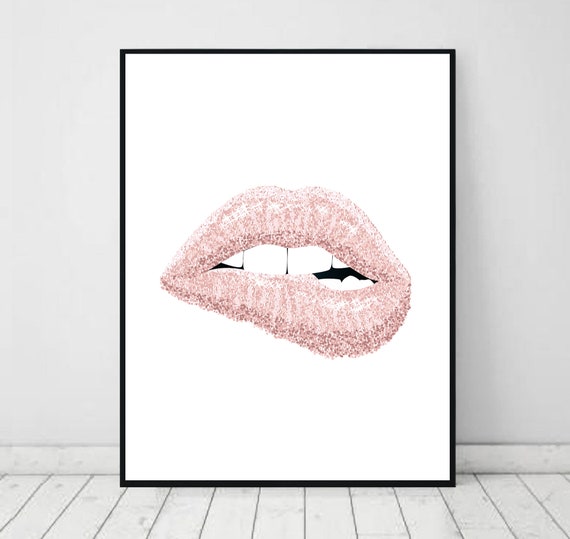 Pink Lips Print Light Pink Wall Art Fashion Poster Girly - Etsy